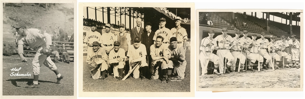 Lot of (3) Vintage Baseball Photographs Featuring St. Louis Cardinals & Hal Schumaker